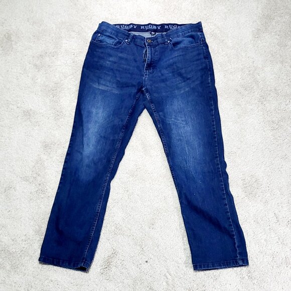 Rugby University Jeans Men 36x30 Blue Straight Comfort Stretch Casual - Picture 1 of 9